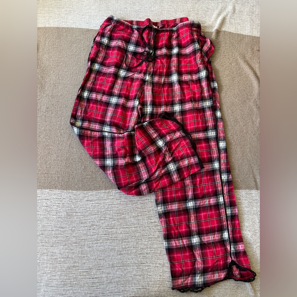 Victoria's Secret Red and Black Plaid Lounge Pants